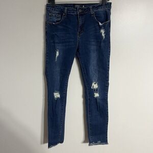 Emma Denim Collection Distressed Raw Hem‎ Skinny Ankle Length Jeans Size 13